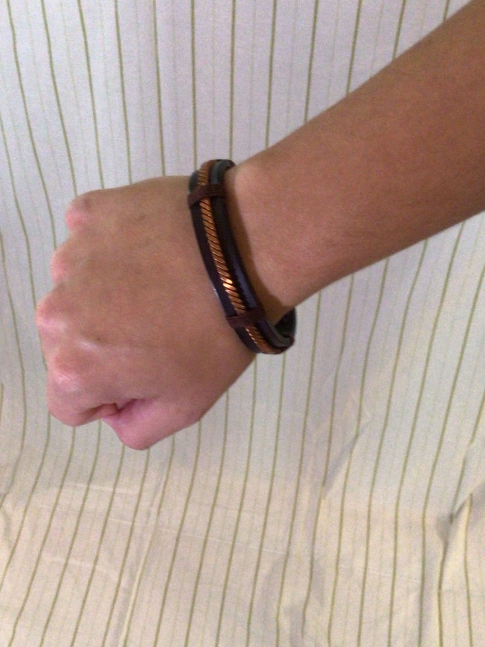 Men's Brown and Copper Leather Wrap Bracelet - Stylish Accessory